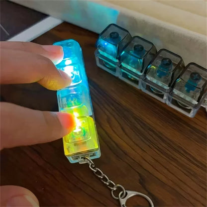 Keyboard Transparent Decompression Toys 4 Keys Keyboard Clicker Toy with LED Light Keyboard Fidget Toy School Bag Pendant