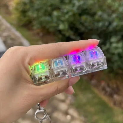 Keyboard Transparent Decompression Toys 4 Keys Keyboard Clicker Toy with LED Light Keyboard Fidget Toy School Bag Pendant