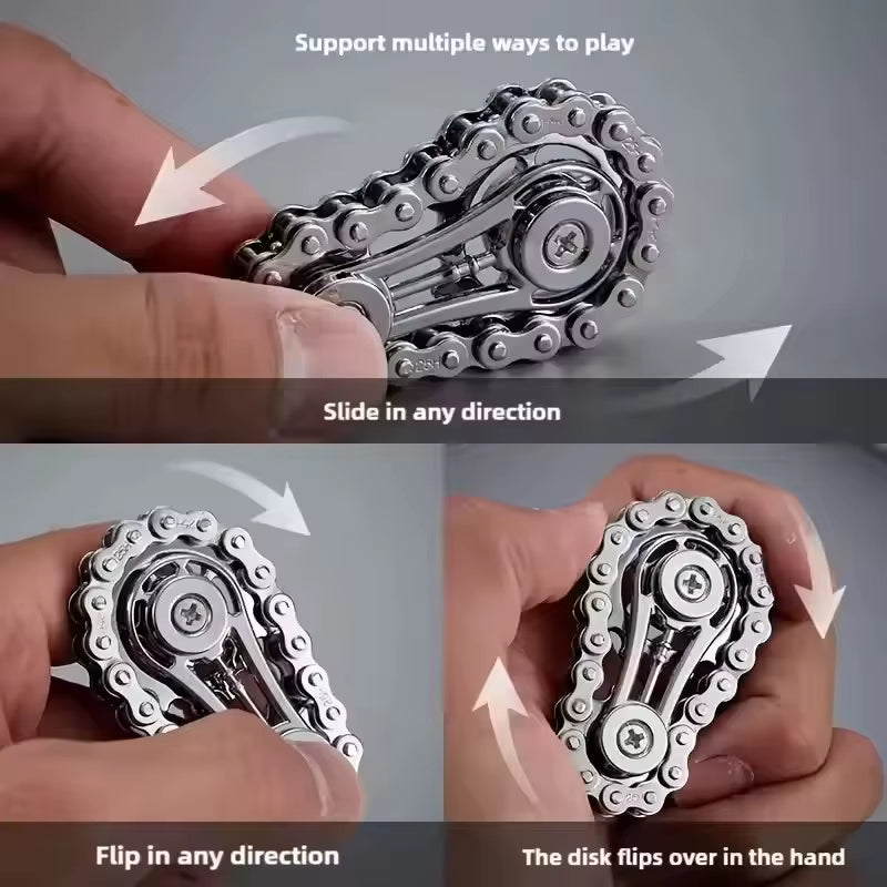 Sprocket Flywheel Flywheel Flying Top Flying Disk Anti-Anxiety Ornaments Metal Bicycle Chain EDC Rotating Flying Disk Adult Toy