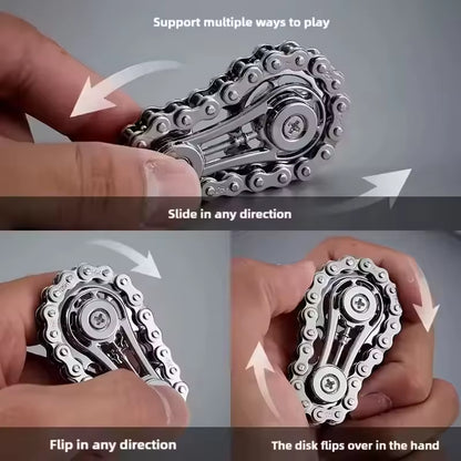 Sprocket Flywheel Flywheel Flying Top Flying Disk Anti-Anxiety Ornaments Metal Bicycle Chain EDC Rotating Flying Disk Adult Toy