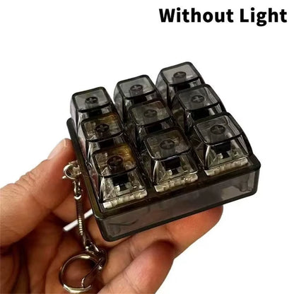 Keyboard Transparent Decompression Toys 4 Keys Keyboard Clicker Toy with LED Light Keyboard Fidget Toy School Bag Pendant