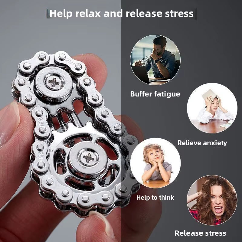 Sprocket Flywheel Flywheel Flying Top Flying Disk Anti-Anxiety Ornaments Metal Bicycle Chain EDC Rotating Flying Disk Adult Toy