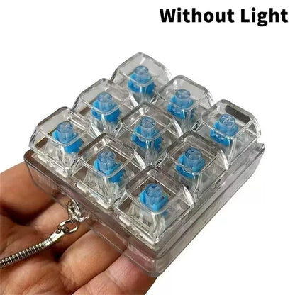 Keyboard Transparent Decompression Toys 4 Keys Keyboard Clicker Toy with LED Light Keyboard Fidget Toy School Bag Pendant